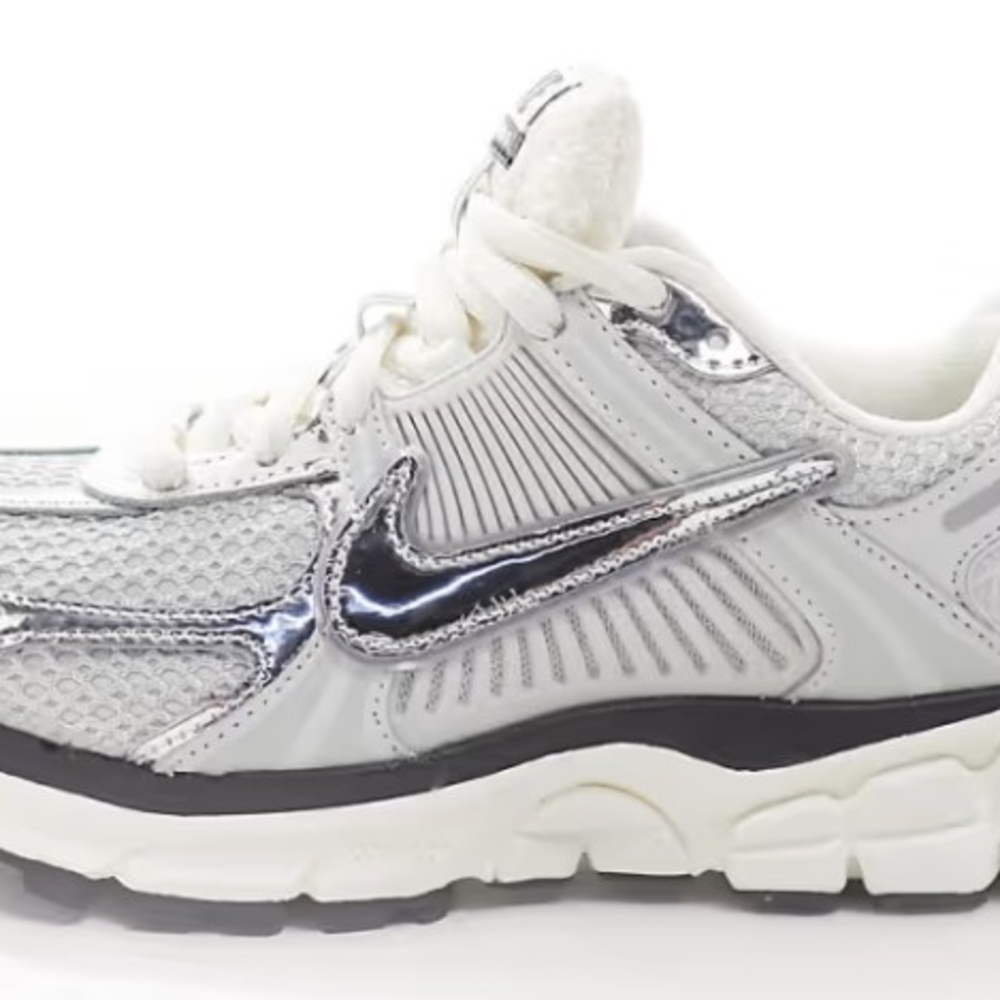 Stylish White and Silver Sneakers